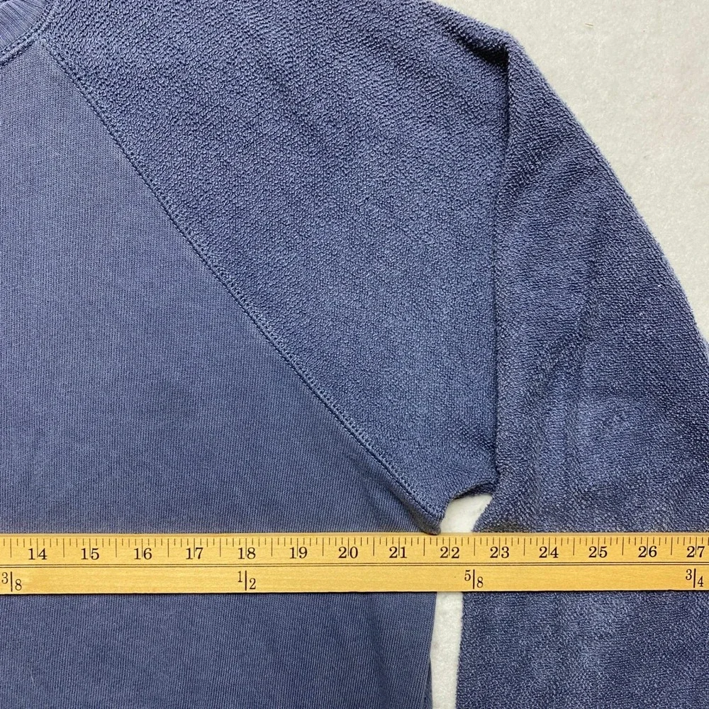 Aerie Sweatshirt Mens Small Blue Raglan Sleeve Textured French Terry Pullover - Picture 6 of 11